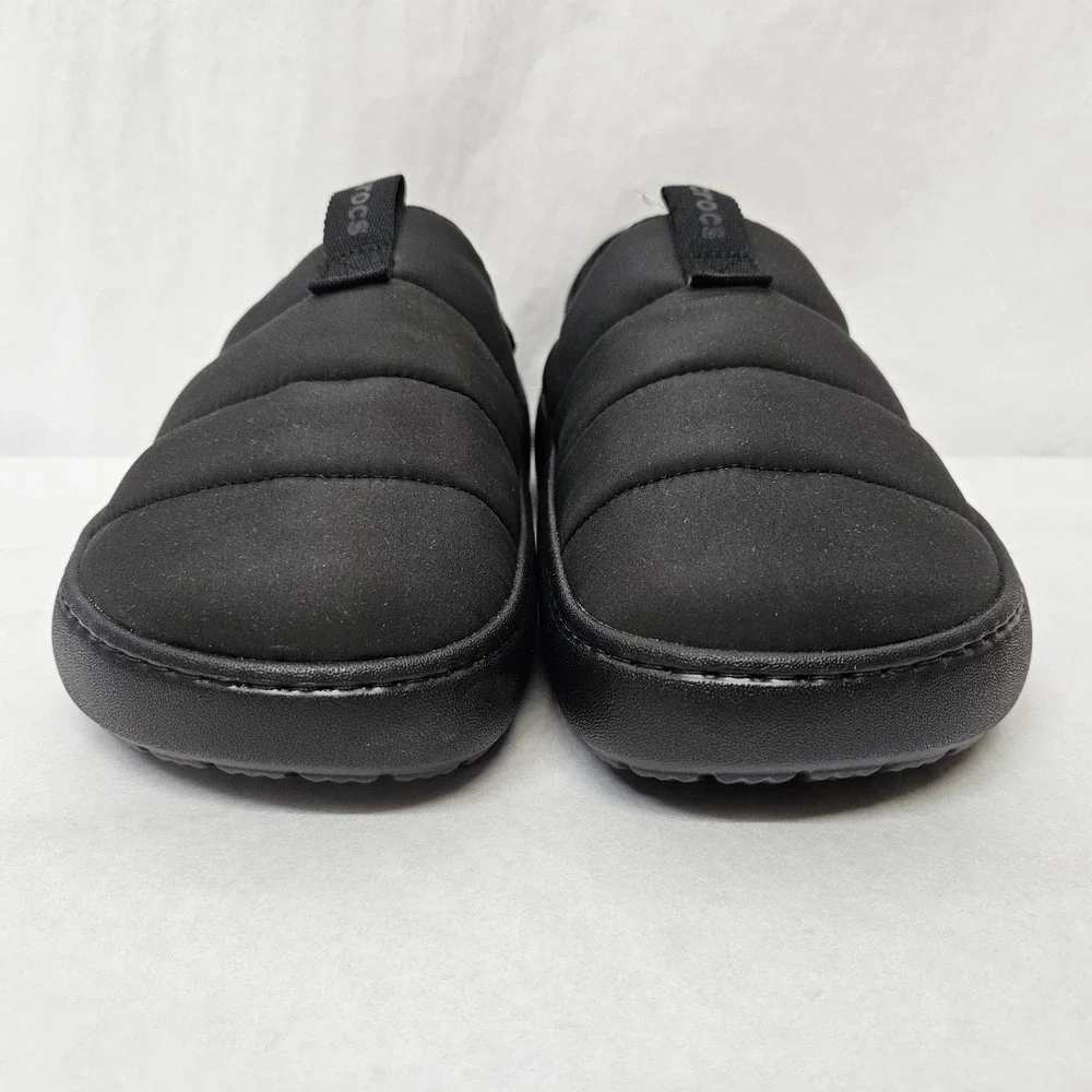 Crocs Classic Puff Moc Faux Fur Lined Slippers 210706-060 Black Mens Size 11